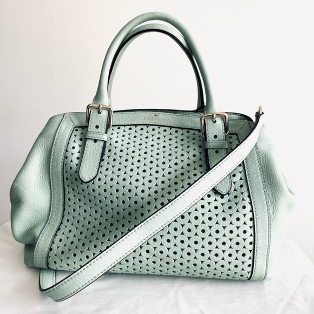 kate spade ♠️ Perforated Leather Handbag Mint Green